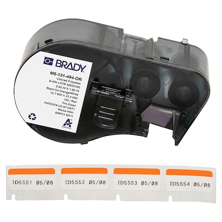 Brady Label/RibbonCartridge, Orange;White, 1inW M5-131-494-OR