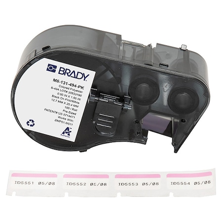 Brady Label/RibbonCartridge, Pink;White, 1inW M5-131-494-PK