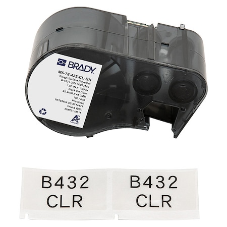 Brady Label/RibbonCartridge, Clear, Gloss, 1inW M5-78-432-CL-BK