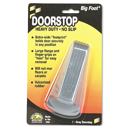 Master Caster Doorstop, Nonslip Rubber, Gray 00941