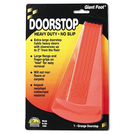 Master Caster Giant Doorstop, Nonslip Rubber, Orange 00965