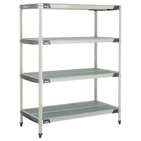 Metro Plastic Industrial Shelving, 30 in D, 18 in W, 74 in H, 5 Shelves, Blue/Taupe MX-1830G-74-S5