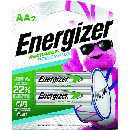 Energizer Precharged Recharg Battery, AA, NiMh, PK2 NH15BP-2