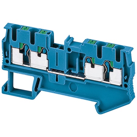 Schneider Electric Terminal Block, Pass-Through, 1 Pole, 20 A, 600 V AC, 12 AWG, Blue NSYTRP24BL