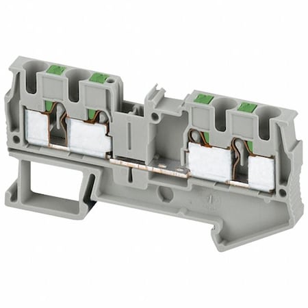 Schneider Electric Terminal Block, Pass-Through, 1 Pole, 30 A, 600 V AC, 10 AWG, Gray NSYTRP44