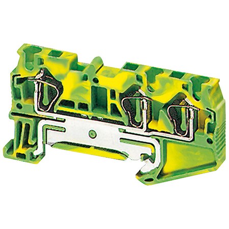 Schneider Electric Spring Terminal, Grounding, 1 Pole, 30 A, 600 V, 10 AWG, Green/Yellow NSYTRR43PE