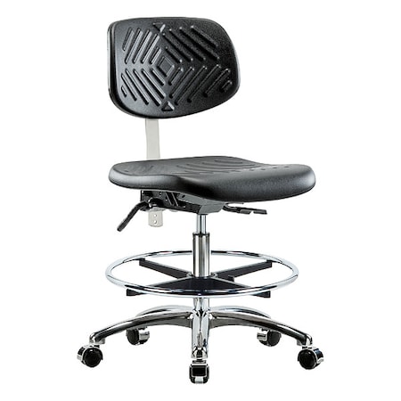 Zoro Select Clean Room Chair Ergonomic Chair, No Arms, 20-1/4" to 28" Height, Vinyl, Black BR-NCR-PMBCH-CR-T1-A0-CF-CC-BLK