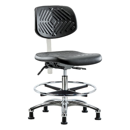 Zoro Select Clean Room Chair Ergonomic Chair, No Arms, 20-1/4" to 28" Height, Vinyl, Black BR-NCR-PMBCH-CR-T1-A0-CF-RG-BLK
