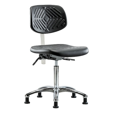 Zoro Select Clean Room Chair Ergonomic Chair, No Arms, 20-1/4" to 28" Height, Vinyl, Black BR-NCR-PMBCH-CR-T1-A0-NF-RG-BLK