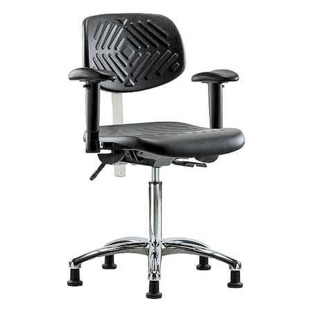 Zoro Select Clean Room Chair Ergonomic Chair, Adjustable Arms, 20-1/4" to 28" Height, Vinyl, Black BR-NCR-PMBCH-CR-T1-A1-NF-RG-BLK