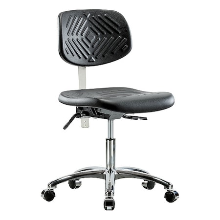 Zoro Select Clean Room Chair Ergonomic Chair, No Arms, 17-1/2" to 22-3/4" Height, Vinyl, Black BR-NCR-PDHCH-CR-T0-A0-CC-BLK