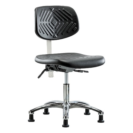 Zoro Select Clean Room Chair Ergonomic Chair, No Arms, 17-1/2" to 22-3/4" Height, Vinyl, Black BR-NCR-PDHCH-CR-T1-A0-RG-BLK
