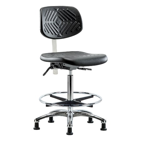 Zoro Select Clean Room Chair Ergonomic Chair, No Arms, 24-1/2" to 34-3/4" Height, Polyurethane, Black BR-NCR-PHBCH-CR-T0-A0-CF-RG-BLK