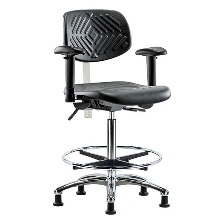 Zoro Select Clean Room Chair Ergonomic Chair, Adjustable Arms, 24-1/2" to 34-3/4" Height, Vinyl, Black BR-NCR-PHBCH-CR-T1-A1-CF-RG-BLK