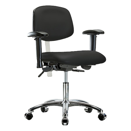 Zoro Select Clean Room Chair Ergonomic Chair, Adjustable Arms, 19" to 24" Height, Polyurethane, Vinyl, Black BR-NCR-VDHCH-CR-T0-A1-CC-8540