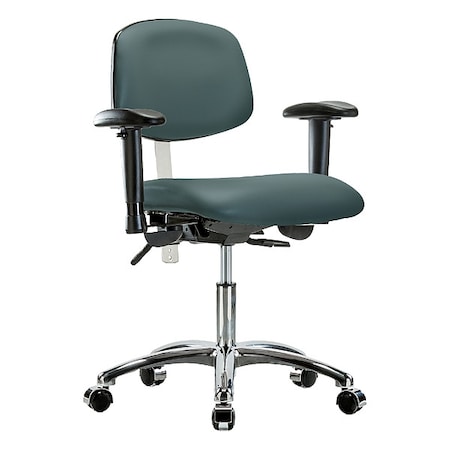 Zoro Select Clean Room Chair Ergonomic Chair, Adjustable Arms, 19" to 24" Height, Polyurethane, Vinyl BR-NCR-VDHCH-CR-T1-A1-CC-8546
