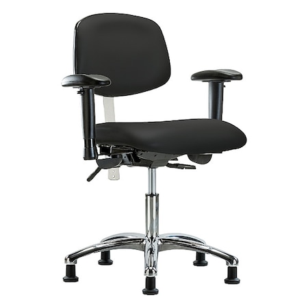 Zoro Select Clean Room Chair Ergonomic Chair, Adjustable Arms, 19" to 24" Height, Polyurethane, Vinyl, Black BR-NCR-VDHCH-CR-T0-A1-RG-8540
