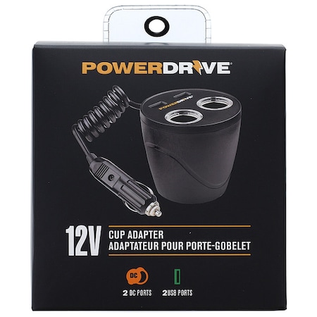 Powerdrive Cup Adapter, 4 Way, 12 V DC PD9022USB