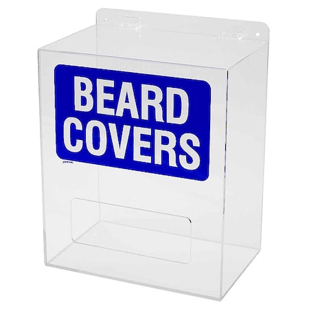 Brady Beard Cover Dispenser, Acrylic, Blue/Clear, 14"H x 12"W x 8"D PD325E