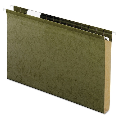 Zoro Select Extra Capacity Reinforced Hanging File Folders, 1" Capacity, Legal Size, 1/5-Cut Tabs, Green, PK25 PFX4153X1