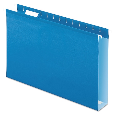 Zoro Select Extra Capacity Reinforced Hanging File Folders, 2" Capacity, Legal Size, 1/5-Cut Tabs, Blue, PK25 PFX4153X2BLU