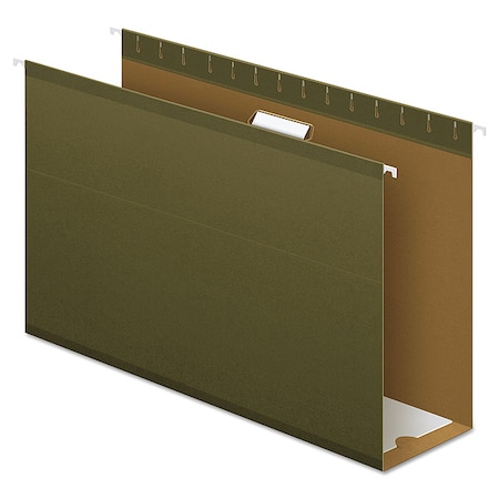 Zoro Select Extra Capacity Reinforced Hanging File Folders, 4" Capacity, Legal Size, 1/5-Cut Tabs, Green, PK25 PFX4153X4