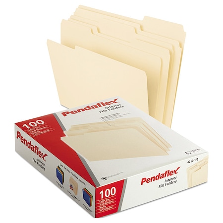 Zoro Select File Folders 8-1/2" x 11", 1/3-Cut Tab, Manila, Pk100 PFX421013