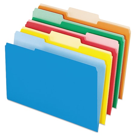 Zoro Select File Folders 8-1/2" x 14", 1/3-Cut Tab, Assorted Colors, Pk100 PFX435013ASST