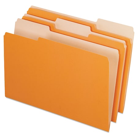 Zoro Select File Folders 8-1/2" x 14", 1/3-Cut Tab, Orange, Pk100 PFX435013ORA