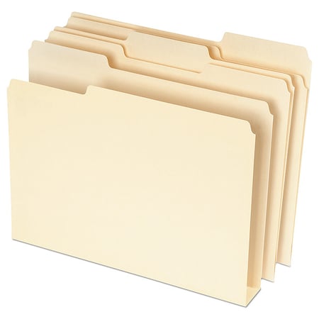 Zoro Select File Folders 8-1/2" x 11", 1/3-Cut Tab, Manila, Pk50 PFX54459