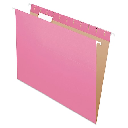 Zoro Select Hanging File Folders, Pink, 8 1/2in H, PK25 PFX81609