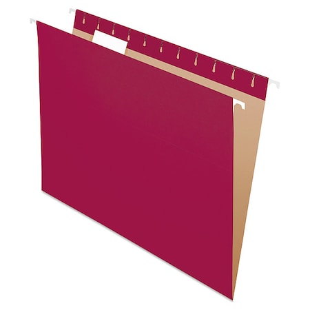 Zoro Select Hanging File Folders, Burgundy, 8.4"H, PK25 PFX81613