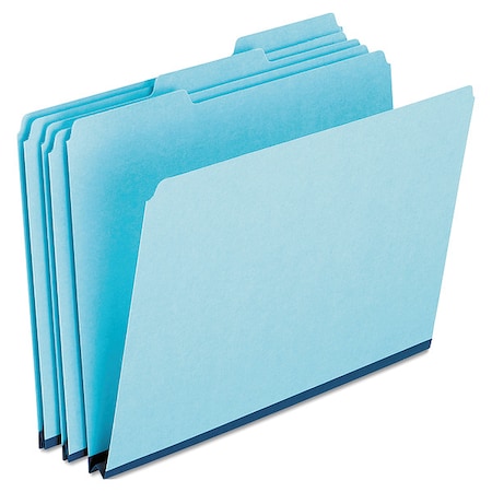 Zoro Select Pressboard Expanding File Folders, 1/3-Cut Tabs: Assorted, Legal Size, 1" Expansion, Blue, PK25 PFX9300T13