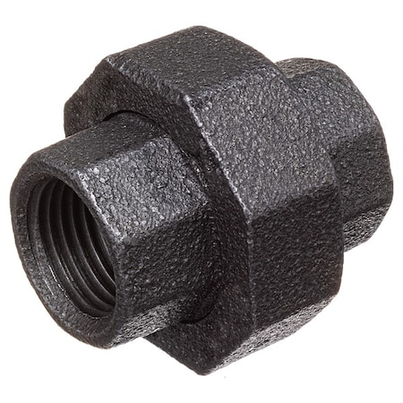 Zoro Select Straight Black Coated Malleable Iron Pipe Fitting, 1/4" Pipe, Female BSPT, Malleable Iron 793FD4