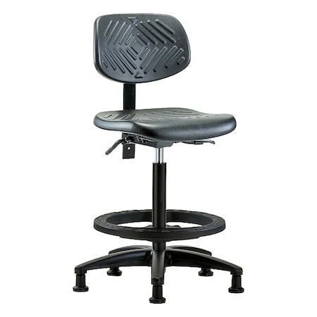 Zoro Select High Bench Chair Ergonomic Chair, No Arms, 23-1/4" to 33-1/4" Height, Polyurethane, Black BR-PHBCH-RG-T0-A0-BF-RG-BLK