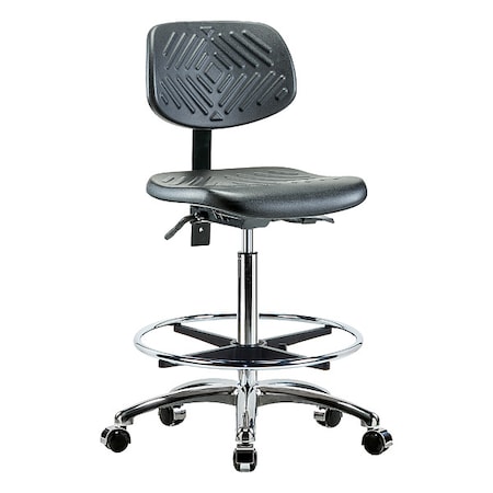 Zoro Select Ergonomic Chair, Polyurethane, Black, 24-1/2 in to 34-3/4 in Seat Height, No Arms Arms, Rolling BR-PHBCH-CR-T1-A0-CF-CC-BLK