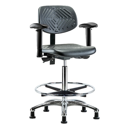 Zoro Select Ergonomic Chair, Polyurethane, Black, 24-1/2 in to 34-3/4 in Seat Height, 6-Way Adjustable Arms BR-PHBCH-CR-T0-A1-CF-RG-BLK