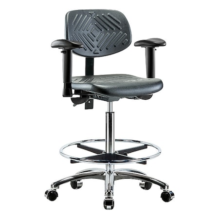 Zoro Select Ergonomic Chair, Polyurethane, Black, 24-1/2 in to 34-3/4 in Seat Height, 6-Way Adjustable Arms BR-PHBCH-CR-T0-A1-CF-CC-BLK