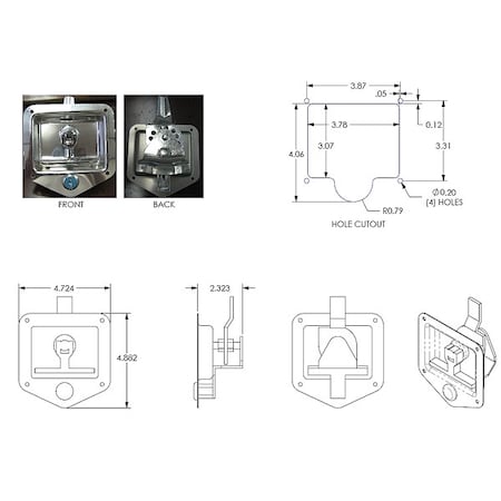 Phoenix Usa T-Latch, Twist to Unlatch, Stainless Steel PH1283