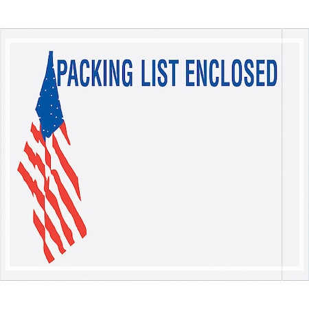 Zoro Select Packing List Envelopes, Bl/Rd/Wht, PK1000 PLUSA12