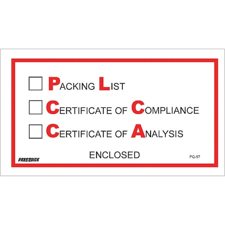 Zoro Select PackingListEnvelopes, Black/Red, PK1000 PL97