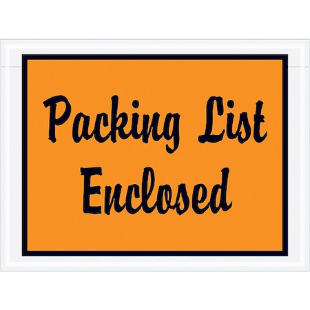Zoro Select Packing List Envelopes, Orange, PK1000 PL1