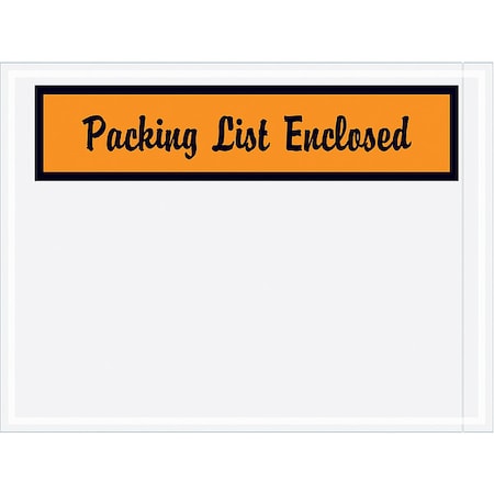 Zoro Select Packing List Envelopes, Orange, PK1000 PL2