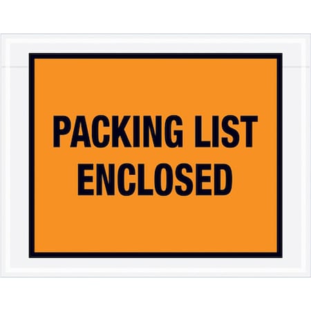 Zoro Select Packing List Envelopes, Orange, PK1000 PL22