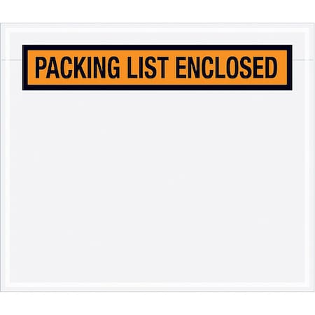 Zoro Select Packing List Envelopes, Orange, PK1000 PL32