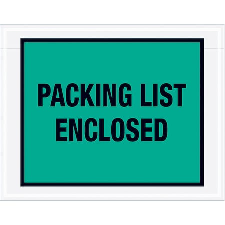 Zoro Select Packing List Envelopes, Green, PK1000 PL408