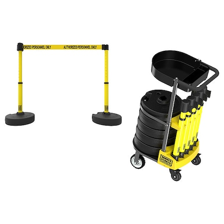 Banner Stakes Retractable Belt Head, Yellow, 15 ft Length, Caution Do Not Enter PL4075