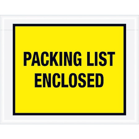 Zoro Select Packing List Envelopes, Yellow, PK1000 PL405