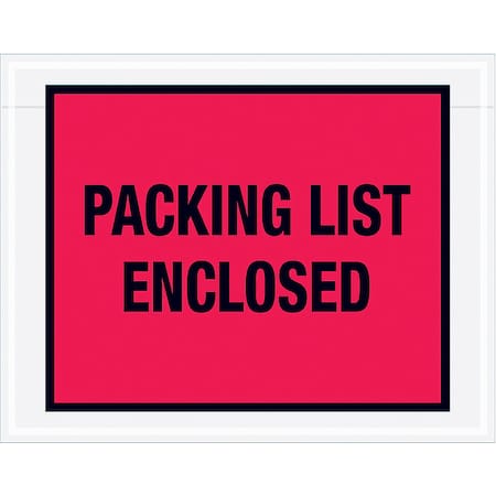 Zoro Select Packing List Envelopes, Red, PK1000 PL406