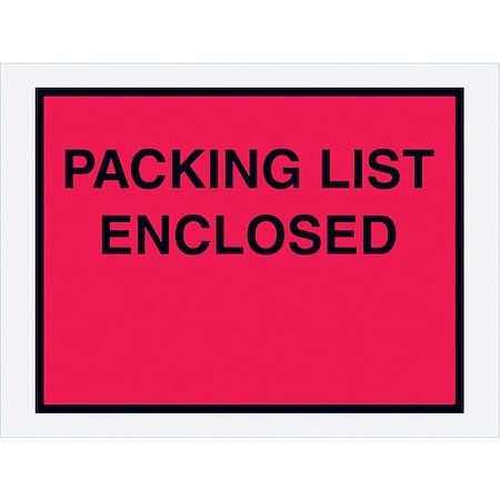 Zoro Select Packing List Envelopes, Red, PK1000 PL413